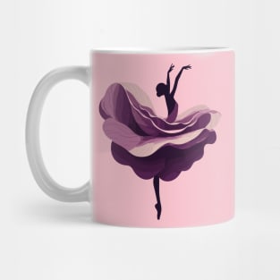 Ballerina in a purple tutu dancing. Vector illustration, tiptoe dancing, ballet dance pose art Mug